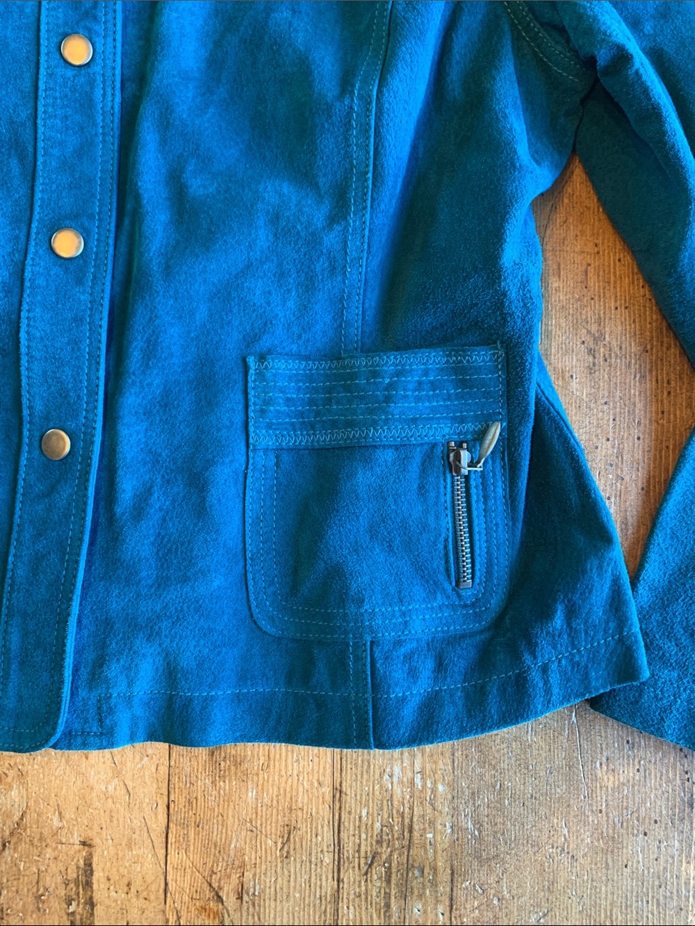 Chico's Teal Suede Snap Jacket - Picture 6 of 16